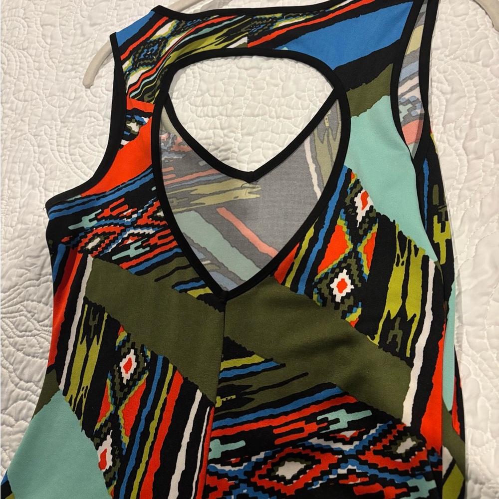 Snap Multicolor Long Patterned Dress, open back Large - Picture 2 of 8
